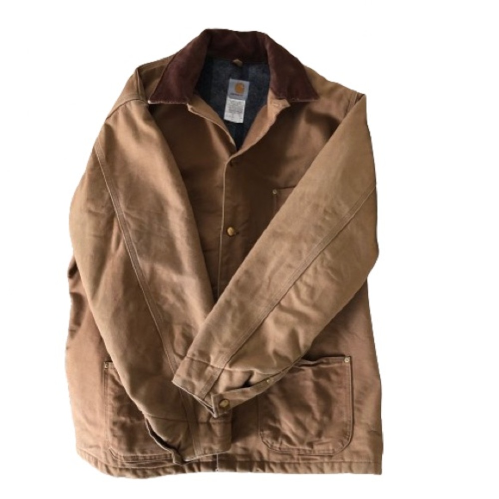 Carhartt Vintage Blanket Lined Duck Canvas Barn Chore Jacket Tan USA 46 Tall